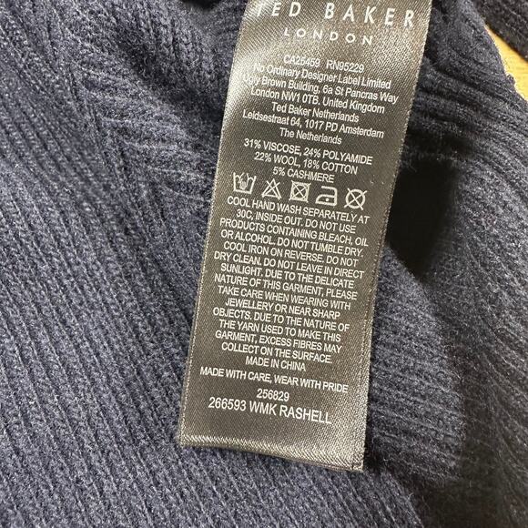 Ted Baker Rashell Cashmere Blend Crew Neck Sweater Navy Blue Size 6 (US 14) EUC - Picture 5 of 10